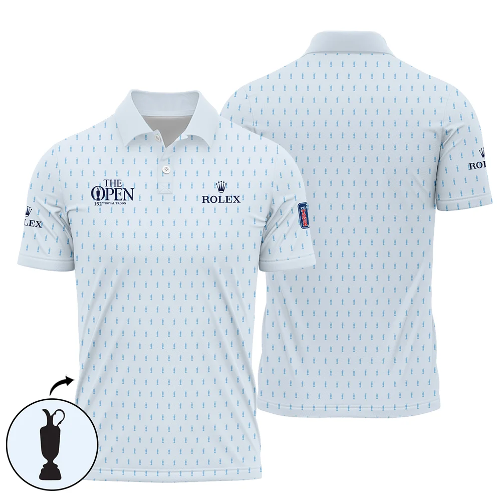Golf Sport Light Blue Pattern Cup 152nd Open Championship Rolex Polo Shirt PLK1147