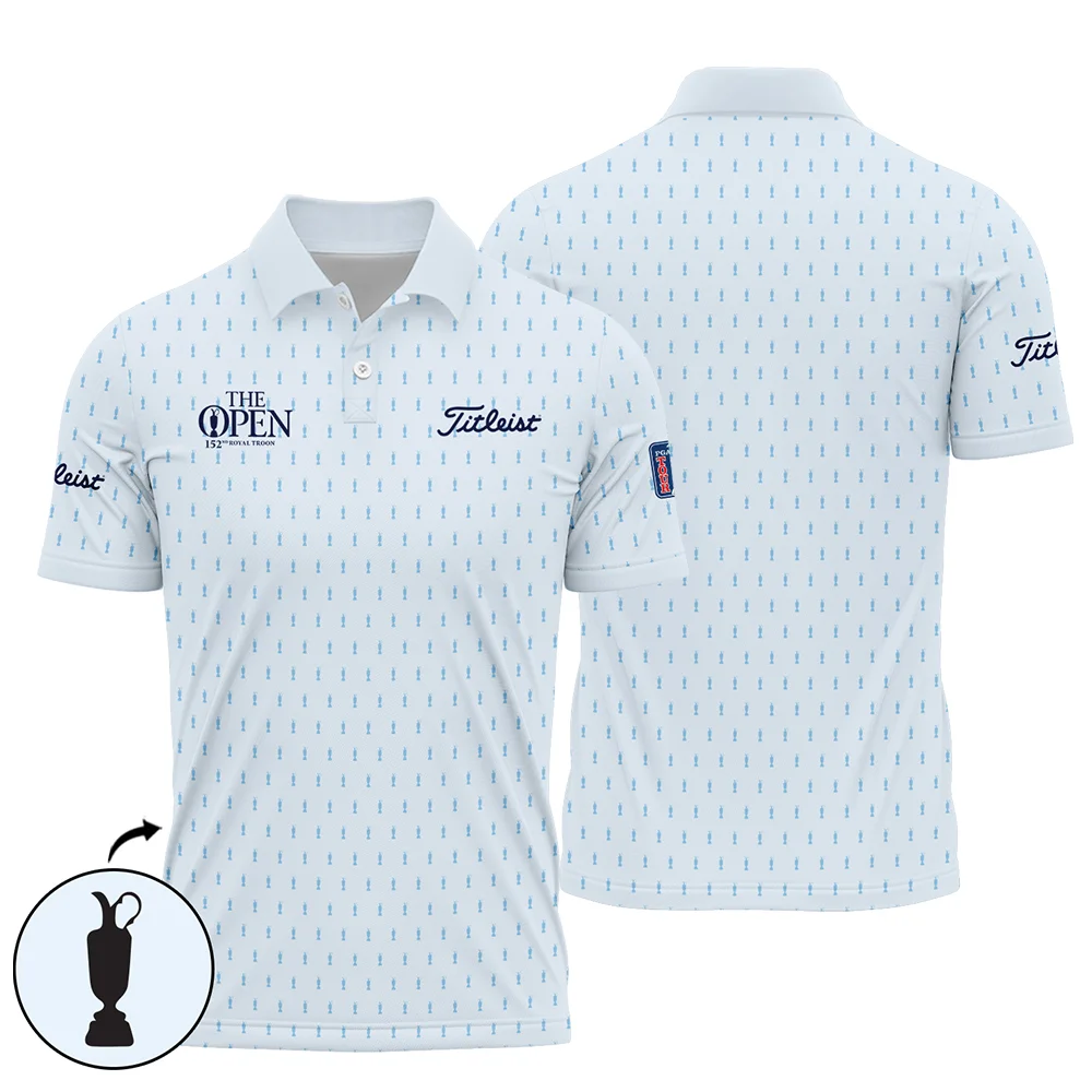 Golf Sport Light Blue Pattern Cup 152nd Open Championship Titleist Polo Shirt PLK1148