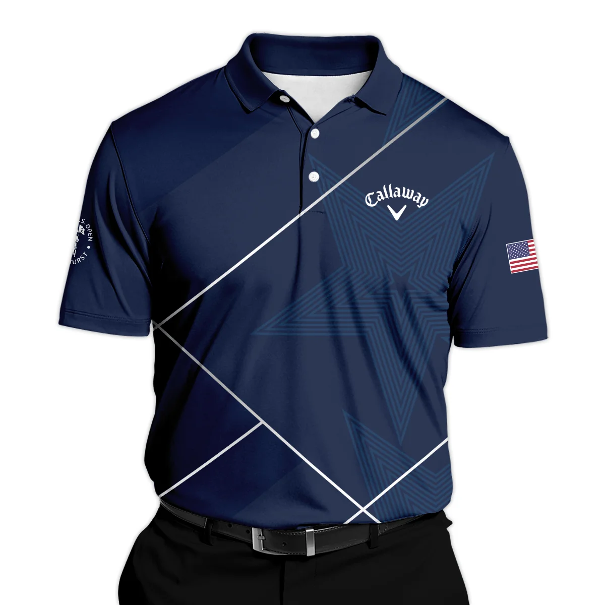 Golf Sport Pattern Blue Mix 124th U.S. Open Pinehurst Callaway Polo Shirt Style Classic PLK1372