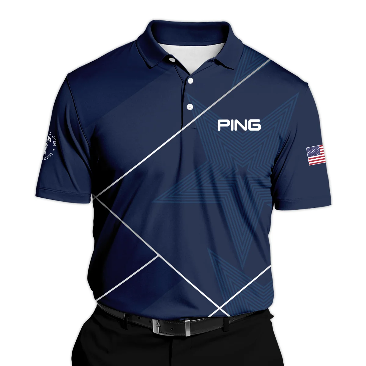 Golf Sport Pattern Blue Mix 124th U.S. Open Pinehurst Ping Polo Shirt Style Classic PLK1371