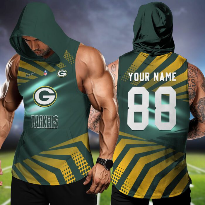 Green Bay Packers NFL Hoodie Tank Top Workout Outfit WHT1202