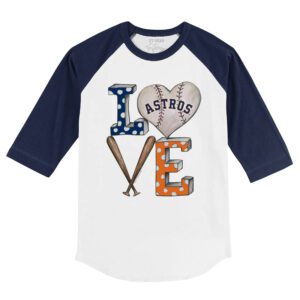 Houston Astros Baseball LOVE 3/4 Navy Blue Sleeve Raglan Shirt