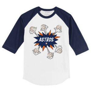 Houston Astros Baseball Pow 3/4 Navy Blue Sleeve Raglan Shirt