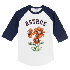Houston Astros Blooming Baseballs 3/4 Navy Blue Sleeve Raglan Shirt