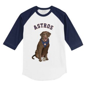 Houston Astros Chocolate Labrador Retriever 3/4 Navy Blue Sleeve Raglan Shirt