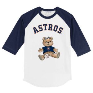 Houston Astros Girl Teddy 3/4 Navy Blue Sleeve Raglan Shirt
