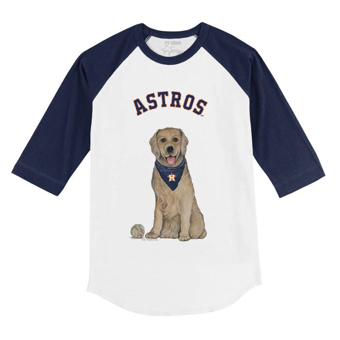 Houston Astros Golden Retriever 3/4 Navy Blue Sleeve Raglan Shirt