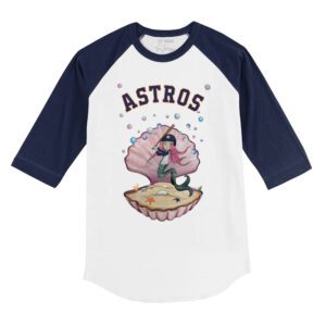 Houston Astros Mermaid 3/4 Navy Blue Sleeve Raglan Shirt