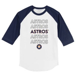 Houston Astros Stacked 3/4 Navy Blue Sleeve Raglan Shirt