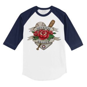 Houston Astros Tattoo Rose 3/4 Navy Blue Sleeve Raglan Shirt