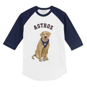 Houston Astros Yellow Labrador Retriever 3/4 Navy Blue Sleeve Raglan Shirt