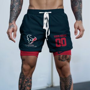 Houston Texans NFL Double Layer Shorts Custom Your Name And Number WDS1047