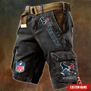 Houston Texans NFL Football Custom Name Pocket Print Cargo Shorts V2 Perfect Gift For Fans MCS1243