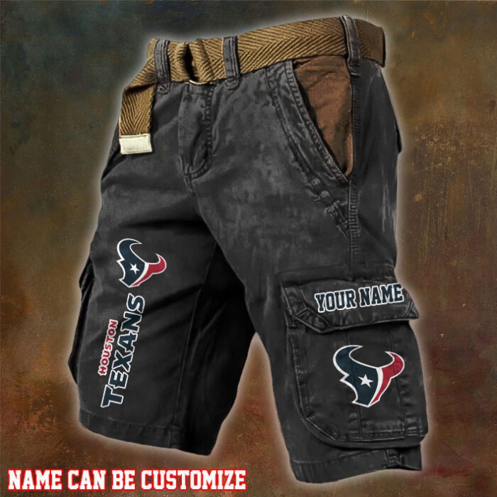 Houston Texans NFL Pocket Print Cargo Shorts V2 Custom Name For Fans MCS1273