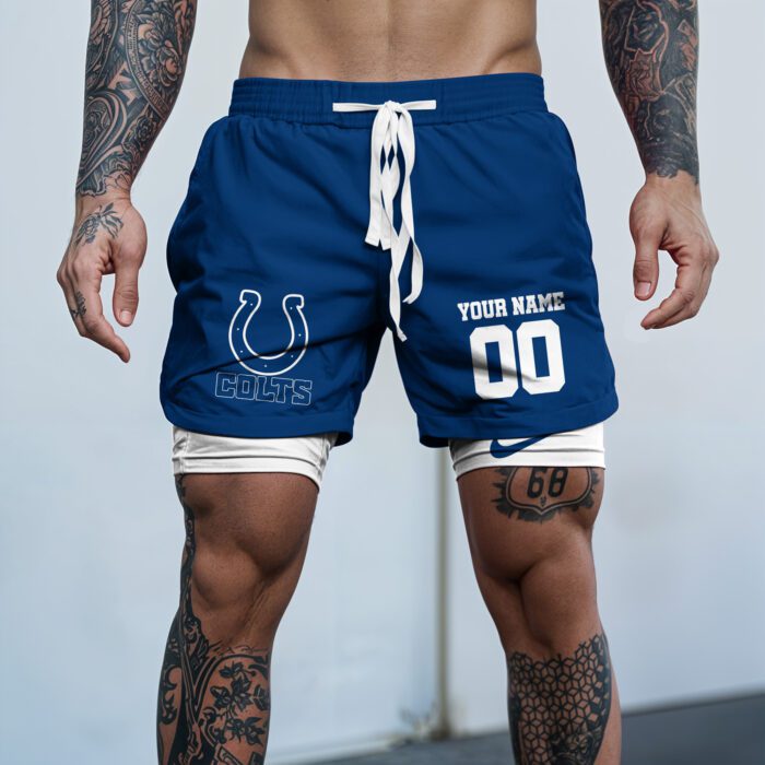 Indianapolis Colts NFL Double Layer Shorts Custom Your Name And Number WDS1042