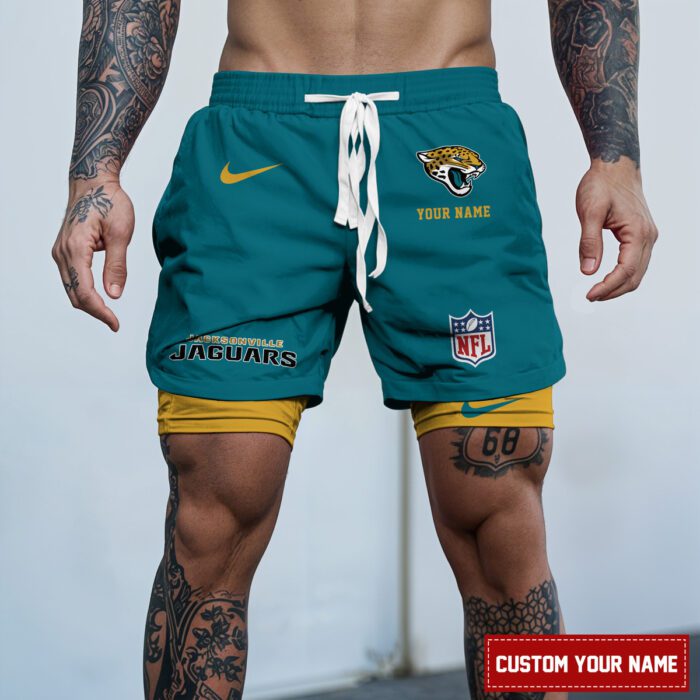 Jacksonville Jaguars NFL Personalized Double Layer Shorts For Fans WDS1077