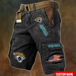 Jacksonville Jaguars NFL Vintage Pocket Print Cargo Shorts V2 MCS1213