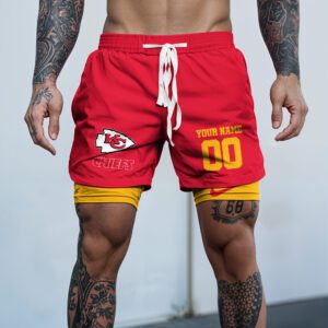 Kansas City Chiefs NFL Double Layer Shorts Custom Your Name And Number WDS1046