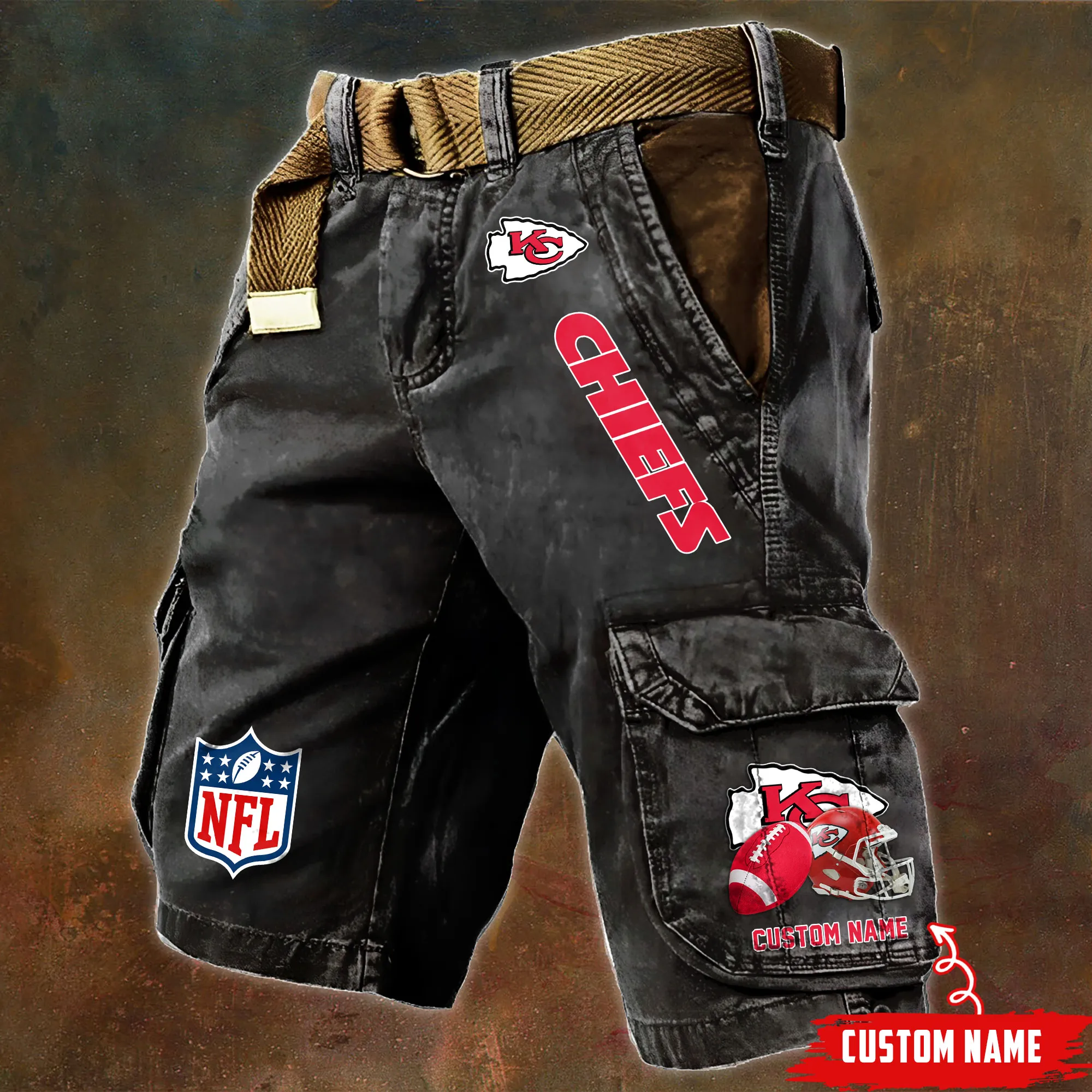 Kansas City Chiefs NFL Football Custom Name Pocket Print Cargo Shorts V2 Perfect Gift For Fans MCS1246
