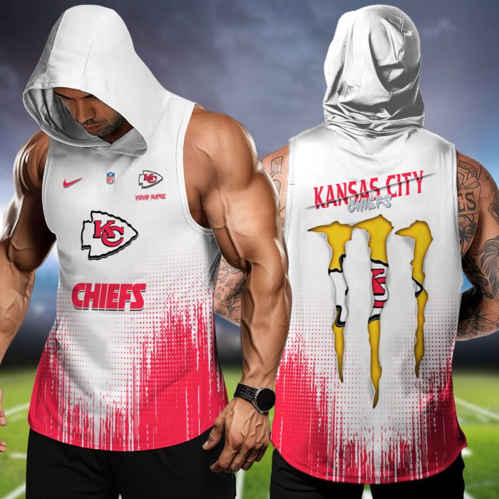Kansas City Chiefs NFL Hoodie Tank Top Workout Outfit WHT1173