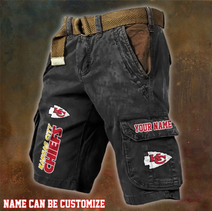 Kansas City Chiefs NFL Pocket Print Cargo Shorts V2 Custom Name For Fans MCS1276