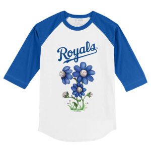 Kansas City Royals Blooming Baseballs 3/4 Royal Blue Sleeve Raglan Shirt