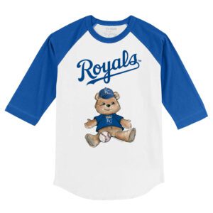 Kansas City Royals Boy Teddy 3/4 Royal Blue Sleeve Raglan Shirt