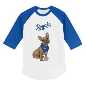 Kansas City Royals French Bulldog 3/4 Royal Blue Sleeve Raglan Shirt