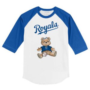 Kansas City Royals Girl Teddy 3/4 Royal Blue Sleeve Raglan Shirt