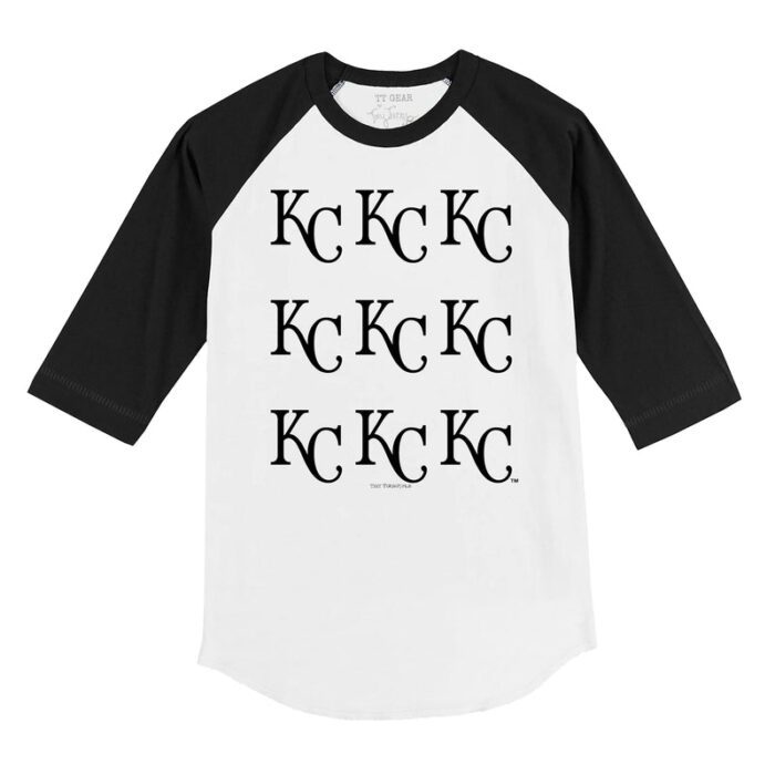 Kansas City Royals Logo Grid 3/4 Black Sleeve Raglan Shirt