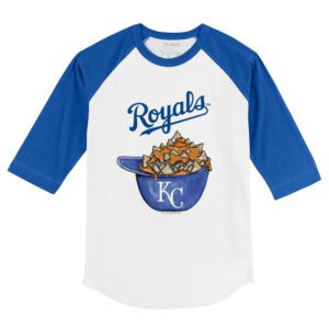 Kansas City Royals Nacho Helmet 3/4 Royal Blue Sleeve Raglan Shirt