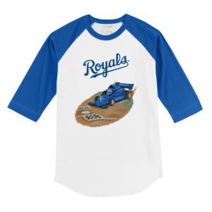 Kansas City Royals Race Car 3/4 Royal Blue Sleeve Raglan Shirt