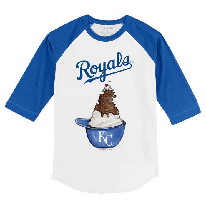 Kansas City Royals Sundae Helmet 3/4 Royal Blue Sleeve Raglan Shirt