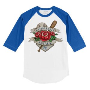 Kansas City Royals Tattoo Rose 3/4 Royal Blue Sleeve Raglan Shirt