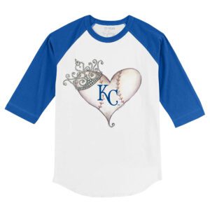 Kansas City Royals Tiara Heart 3/4 Royal Blue Sleeve Raglan Shirt