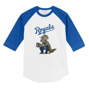 Kansas City Royals Triceratops 3/4 Royal Blue Sleeve Raglan Shirt