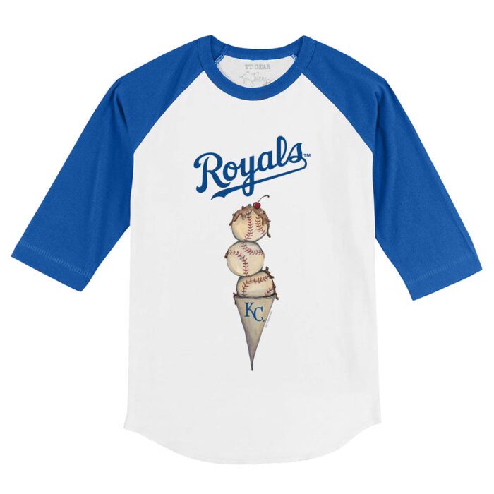Kansas City Royals Triple Scoop 3/4 Royal Blue Sleeve Raglan Shirt