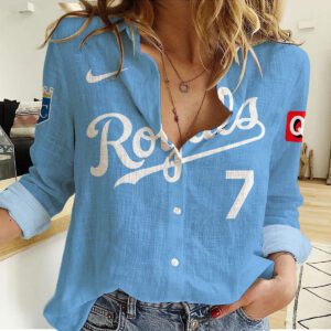 Kansas City Royals Women Casual Shirt Linen Shirt GWS1098