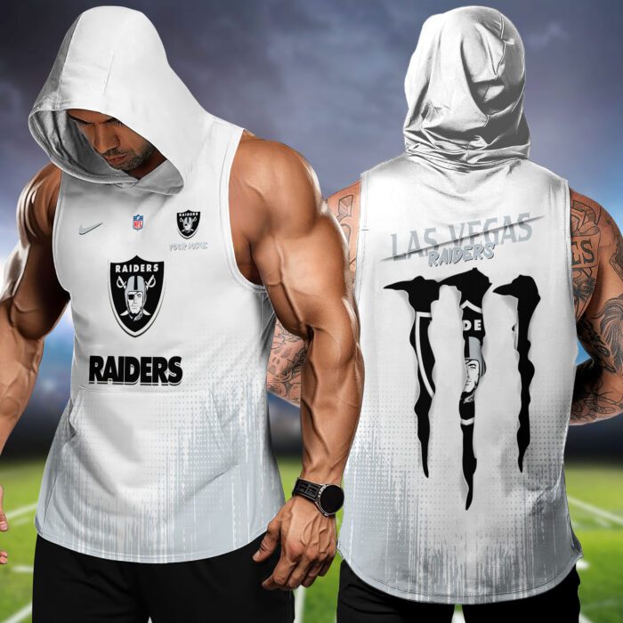 Las Vegas Raiders NFL Hoodie Tank Top Workout Outfit WHT1174