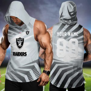 Las Vegas Raiders NFL Hoodie Tank Top Workout Outfit WHT1206