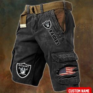 Las Vegas Raiders NFL Vintage Pocket Print Cargo Shorts V2 MCS1214