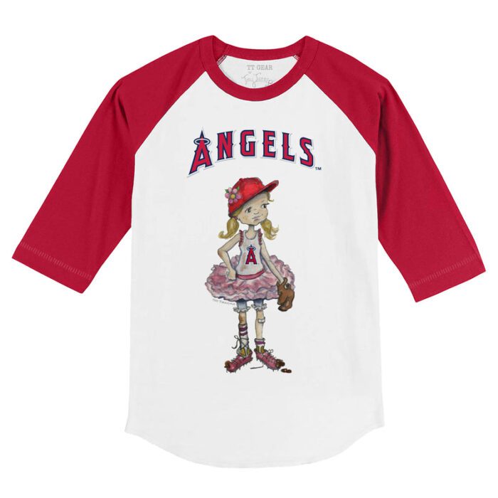 Los Angeles Angels Babes 3/4 Red Sleeve Raglan Shirt