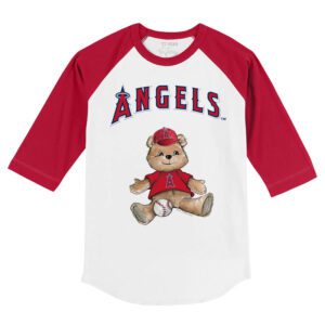 Los Angeles Angels Boy Teddy 3/4 Red Sleeve Raglan Shirt