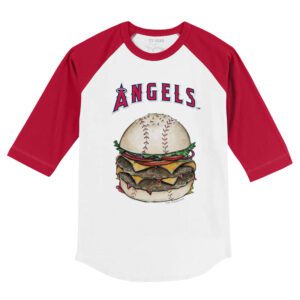 Los Angeles Angels Burger 3/4 Red Sleeve Raglan Shirt