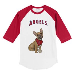 Los Angeles Angels French Bulldog 3/4 Red Sleeve Raglan Shirt