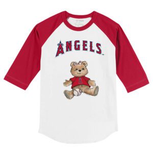 Los Angeles Angels Girl Teddy 3/4 Red Sleeve Raglan Shirt
