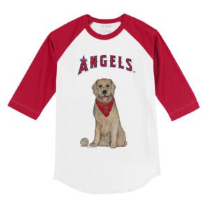 Los Angeles Angels Golden Retriever 3/4 Red Sleeve Raglan Shirt