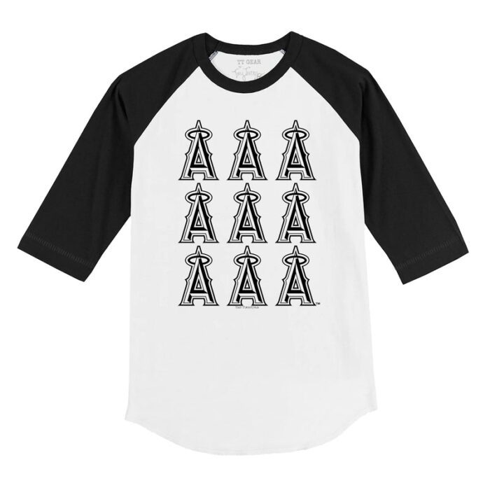 Los Angeles Angels Logo Grid 3/4 Black Sleeve Raglan Shirt