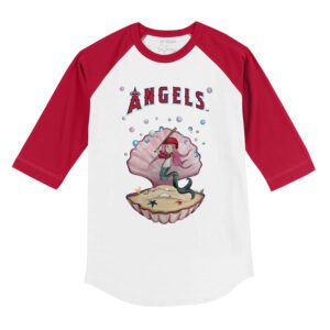 Los Angeles Angels Mermaid 3/4 Red Sleeve Raglan Shirt