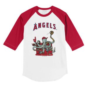 Los Angeles Angels Octopus 3/4 Red Sleeve Raglan Shirt